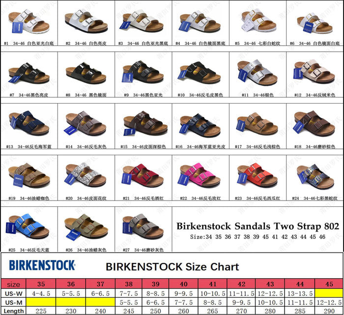 B-irk 2 Strap Sandal 802 (Style 1-10)