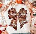 Faux sequin football bow ADULT TEE OR PULLOVER