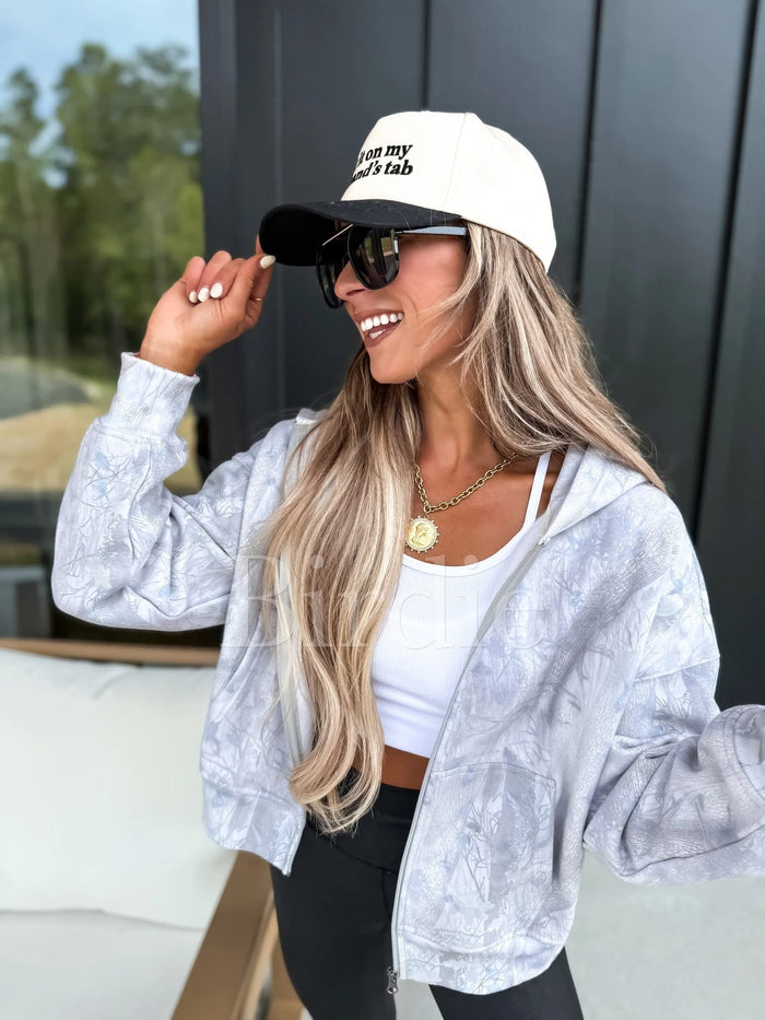 Full Zip Camo Jacket in Gray