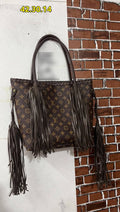 L Boho Fringe Tote New
