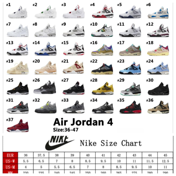 Nke Jrdn 4 Sneakers (Style 1-10)