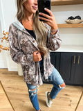 Ribbed Shacket with Gray Hood in Dark Camo