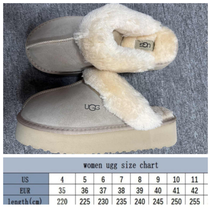 U Grey Fur Slip-On Boots